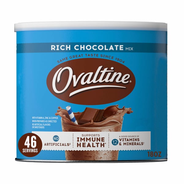 Cocoa & Drink Mixes Ovaltine Rich Chocolate Drink Mix Powdered Drink Mix For Hot And Cold Milk Canister hero