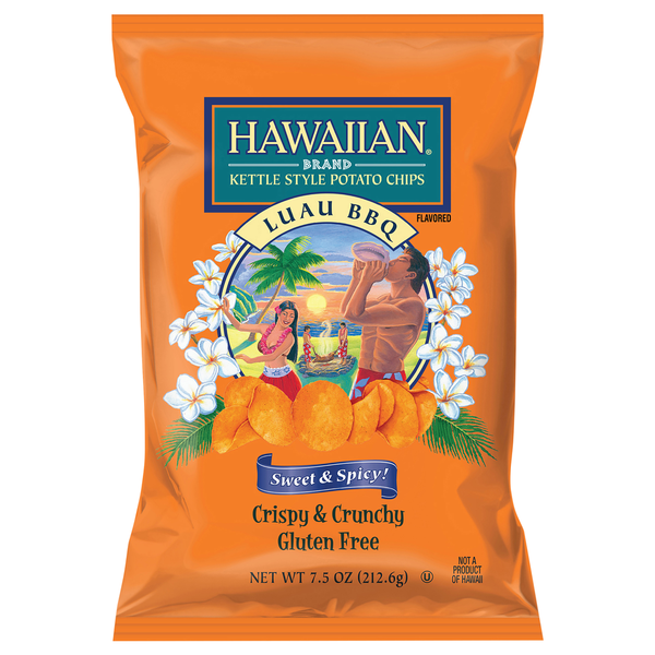 Chips & Pretzels Hawaiian Kettle Style Potato Chips Luau BBQ Flavored Kettle Style Potato Chips hero