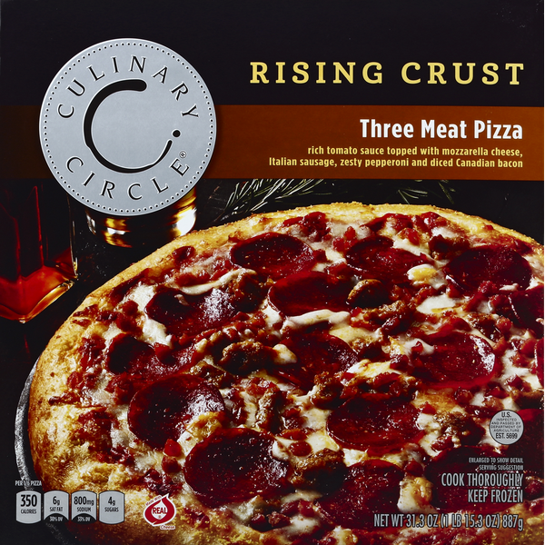 Frozen Pizza Culinary Circle Pizza, Rising Crust, Three Meat hero