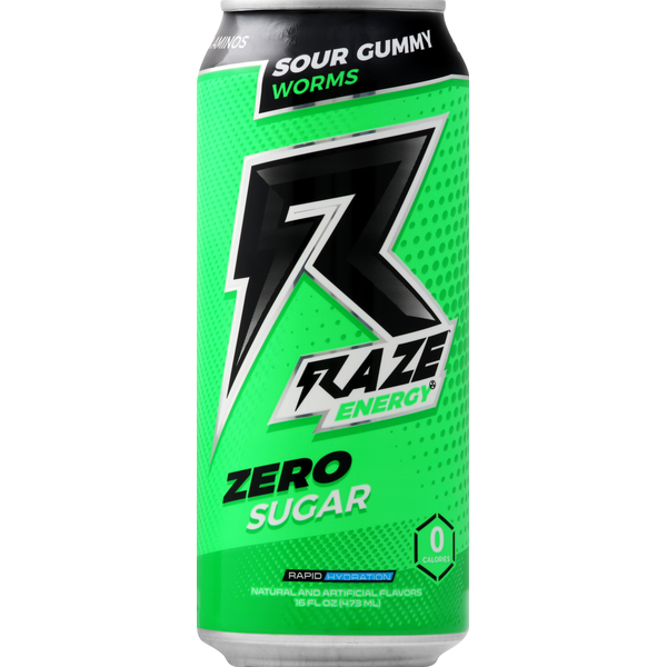 Energy & Sports Drinks Raze Energy Energy Drink, Zero Sugar, Sour Gummy Worms hero