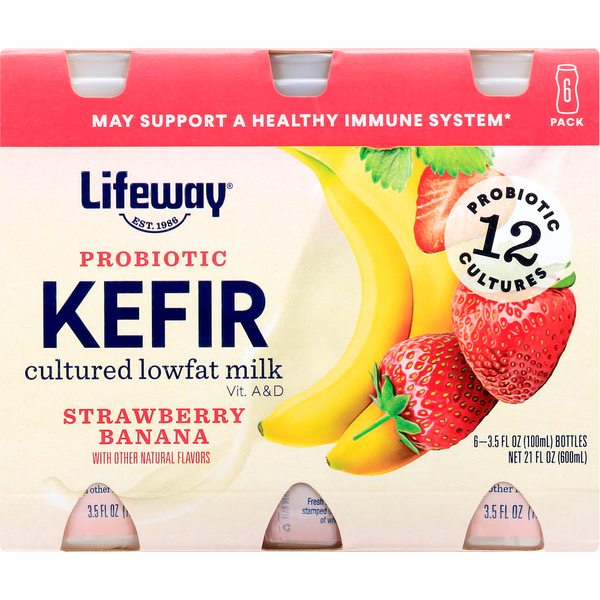 Yogurt Lifeway Kefir, Strawberry Banana, 6 Pack hero