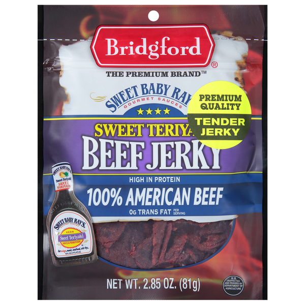 Jerky and Dried Meats Bridgford Beef Jerky, Sweet Teriyaki hero