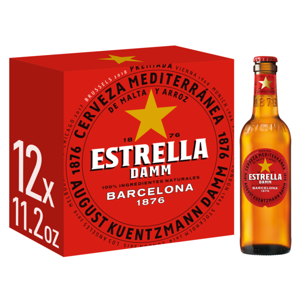 Imported Estrella Damm Barcelona Lager Beer Bottles hero