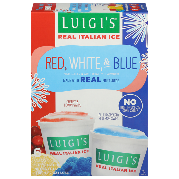 Frozen Dessert & Novelties LUIGI'S Real Italian Ice Red, White & Blue Variety Pack hero