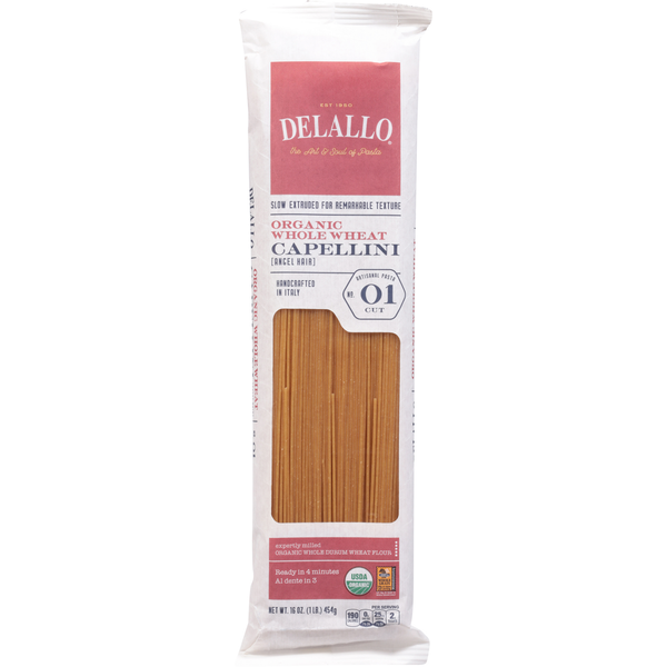 Dry Pasta DeLallo Capellini, Organic, Whole Wheat hero