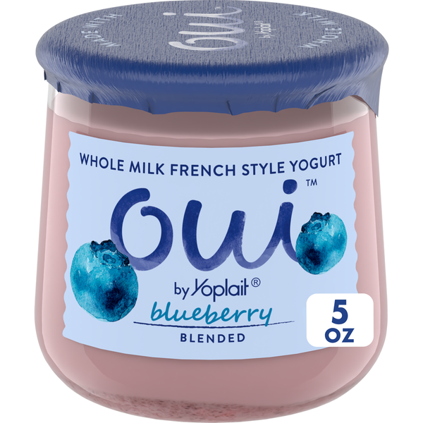 Yogurt Yoplait Oui French Style Blueberry Whole Milk Yogurt, Glass Yogurt Jar hero