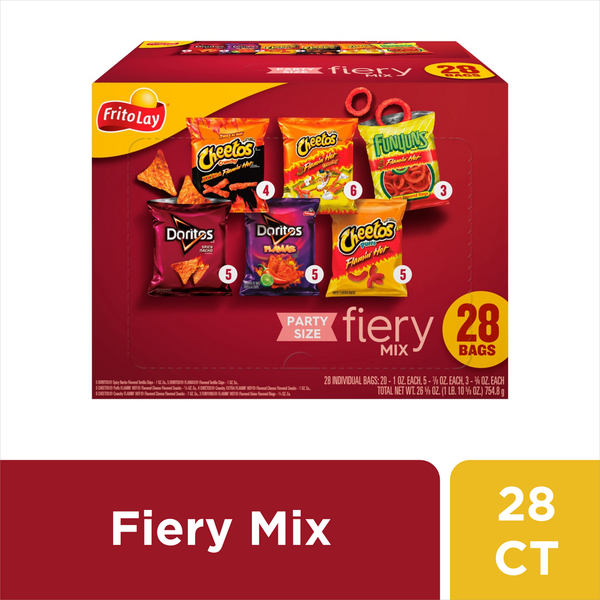 Chips & Pretzels Frito Lay Fiery Mix, Party Size, 28 Bags hero