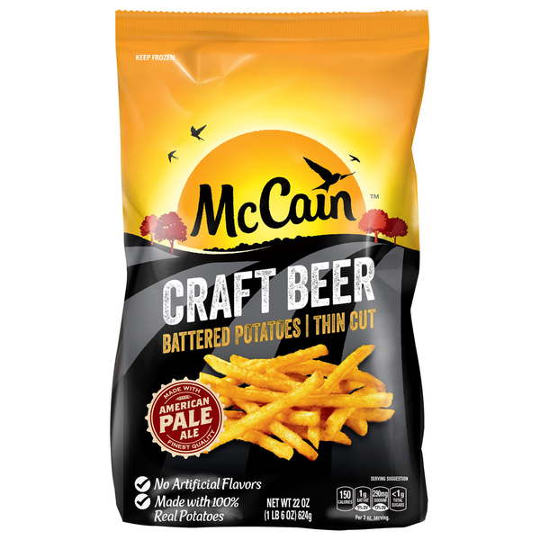 Frozen Appetizers & Sides McCain Battered Potatoes, Thin Cut, Craft Beer hero