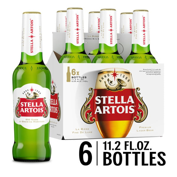 Specialty Beers Stella Artois Lager, 6 Pack Beer - 11.2 FL OZ Bottles hero