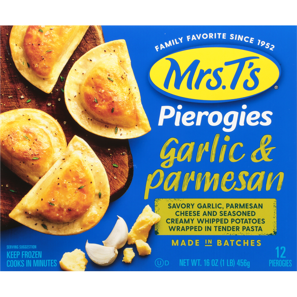 Frozen Meals Mrs. T's Pierogies, Garlic & Parmesan hero