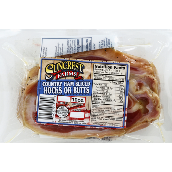 Packaged Meat Suncrest Farms Country Ham, Hocks or Butts, Sliced hero