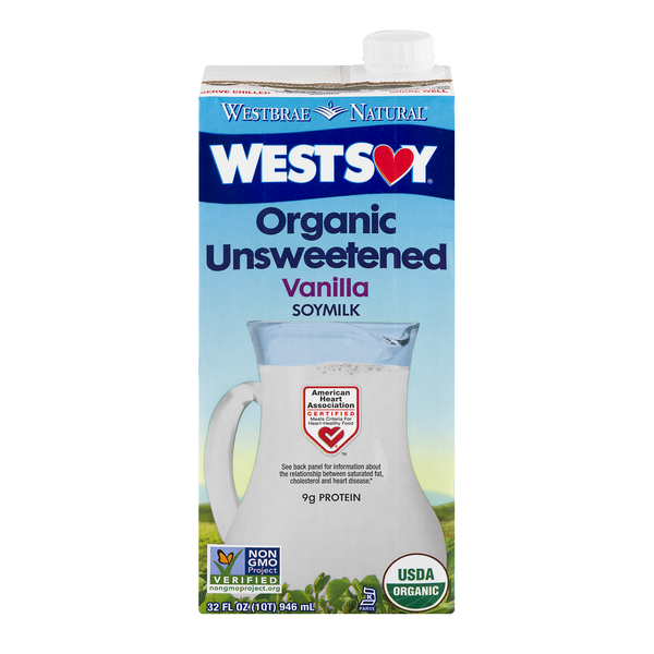 Shelf-Stable Milks WESTSOY Organic Unsweetened Soymilk Vanilla hero