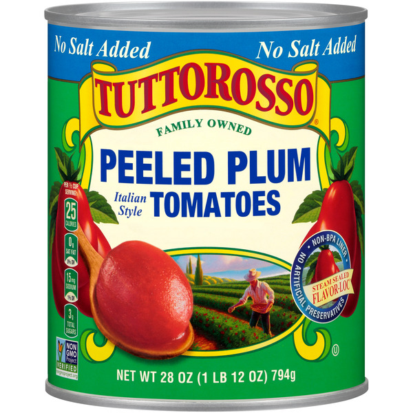 Canned/Jarred Vegetables Tuttorosso No Salt Added Peeled Plum Italian Style Tomatoes hero