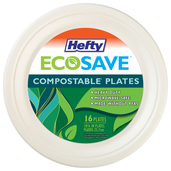 Plates, Bowls, Cups & Flatware Hefty Plates, Compostable, 10.125 Inches hero