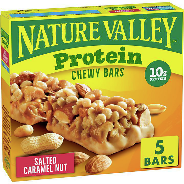 Breakfast Bars & Pastries Nature Valley Chewy Protein Salted Caramel Nut Granola Bars hero