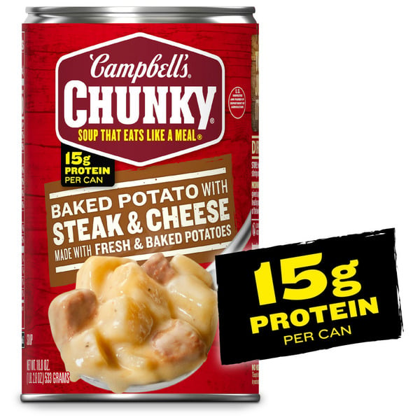 Soup, Broth & Bouillon Campbell's Chunky® Soup, Baked Potato with Steak and Cheese Soup hero