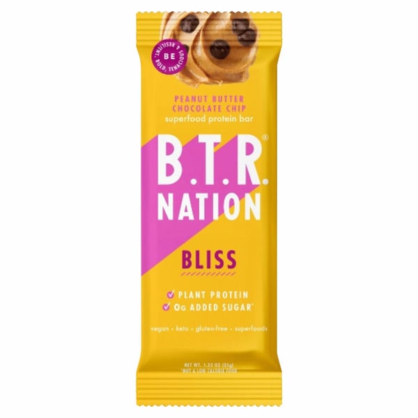 Energy & Granola Bars B.t.r. Nation Peanut Butter Chocolate Chip Bliss Superfood Protein Bar hero