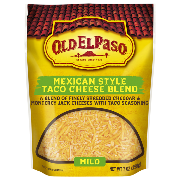 Packaged Cheese Old El Paso Cheese, Taco Cheese Blend, Mild, Mexican Style hero