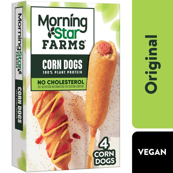 Frozen Vegan & Vegetarian Morning Star Farms Plant Based Corn Dogs, Vegan Meat, Frozen Meal Starter, Original hero