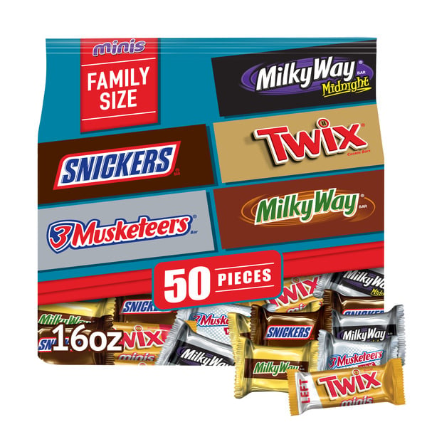 Candy & Chocolate Snickers, Twix, 3 Musketeers & Milky Way Midnight Chocolate Halloween Candy Bars hero