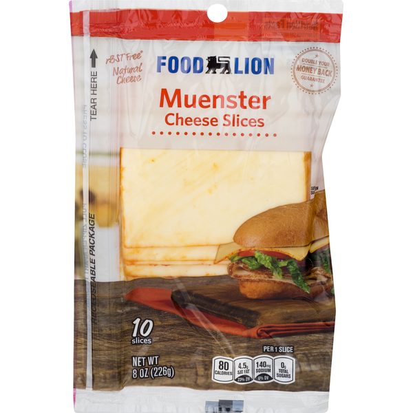 Packaged Cheese Food Lion Natural Muenster Cheese Slices hero