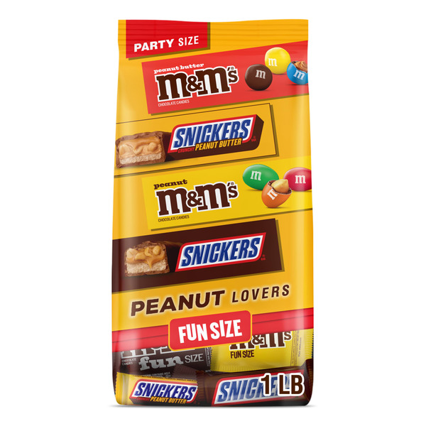 Candy & Chocolate Snickers & M&m's Fun Size Peanut and Peanut Butter Chocolate Candy Variety Pack Bulk hero