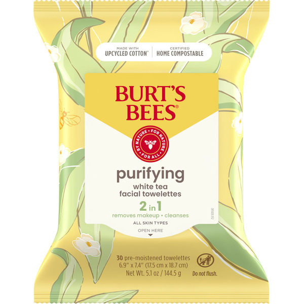 Beauty Care Burt's Bees Facial Towelettes, White Tea, Purifying hero