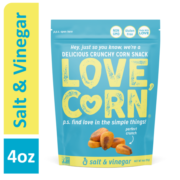 Oils & Vinegars LOVE CORN Salt & Vinegar, Delicious Crunchy Corn Snack hero