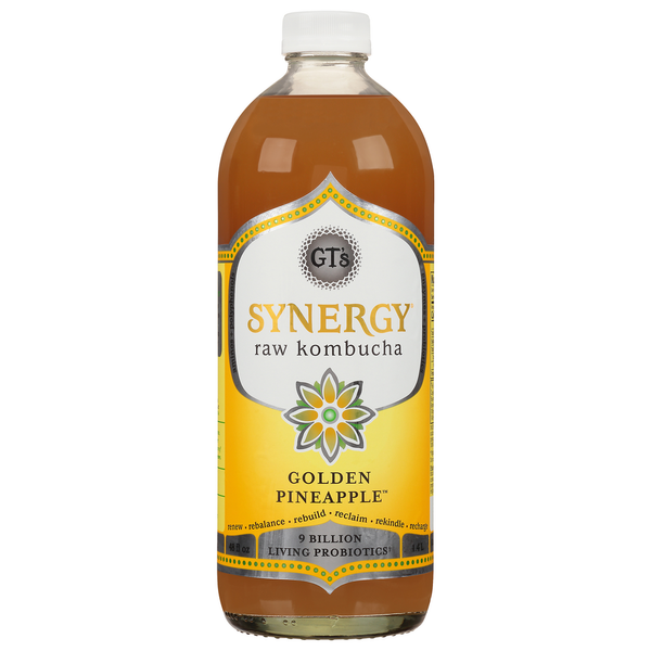 Juice & Nectars GT's Living Foods Kombucha, Raw, Golden Pineapple hero