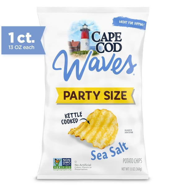 Chips & Pretzels Cape Cod Waves Wavy Cut Sea Salt Kettle Cooked Potato Chips hero