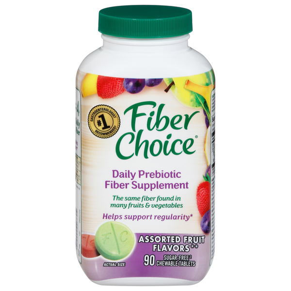 Vitamins & Supplements Fiber Choice Daily Prebiotic Fiber Supplement, Chewable Tablets, Assorted Fruit Flavors hero