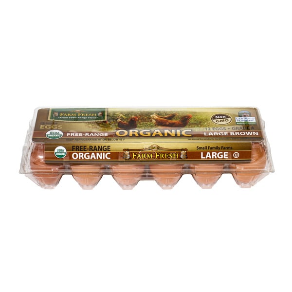 Eggs Nature's Yoke Free-Range, Organic, Large, Brown, Eggs hero