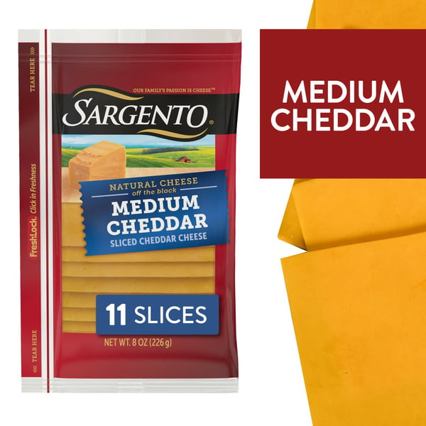 Cheese Sargento Sliced Medium Natural Cheddar Cheese hero