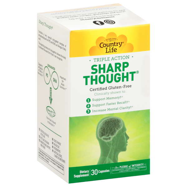 Supplement Combinations Country Life Sharp Thought, Triple Action, Capsules hero