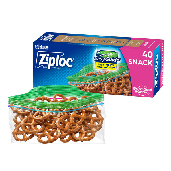 Food Storage Ziploc® Brand Snack Bags with EasyGuide™ Texture hero