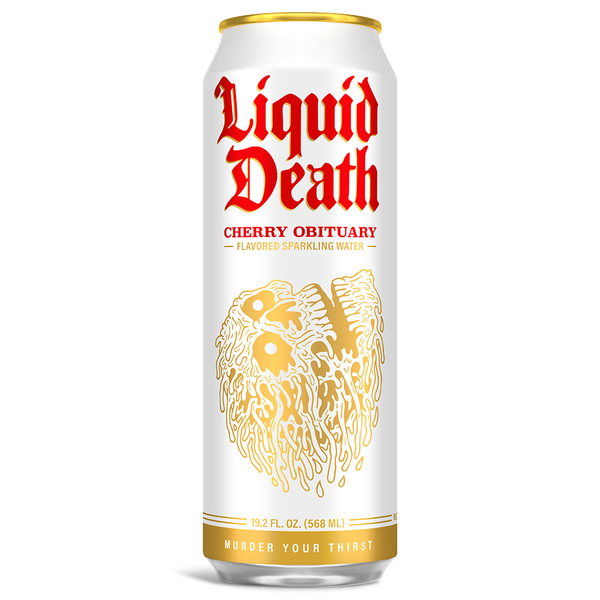 Liquid Death Flavored Sparkling Water, Cherry Obituary hero