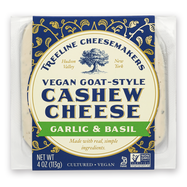 Refrigerated Treeline Garlic & Basil,  Vegan Goat-Style Cashew Cheese hero