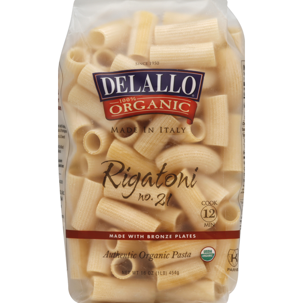 Dry Pasta DeLallo Organic Rigatoni, No. 21 hero