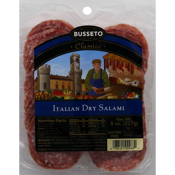 Lunch Meat-Prepackaged Busseto Foods Salami, Italian Dry hero