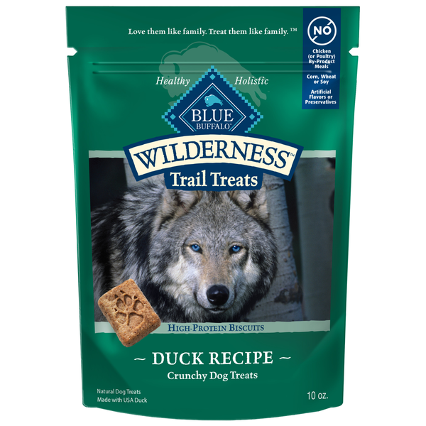 Dog Food & Care Blue Buffalo Wilderness Trail Treats High Protein Grain Free Crunchy Dog Biscuits, Duck hero