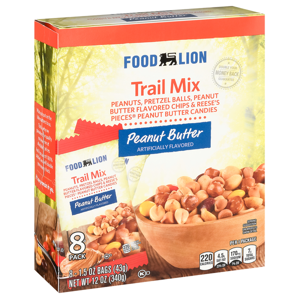 Nuts, Seeds & Dried Fruit Food Lion Trail Mix, Peanut Butter, 8 Pack hero