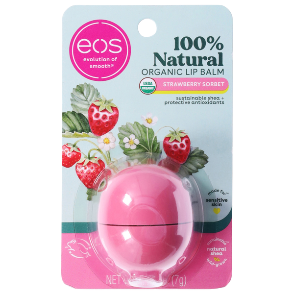 Beauty eos Lip Balm, Organic, Strawberry Sorbet hero