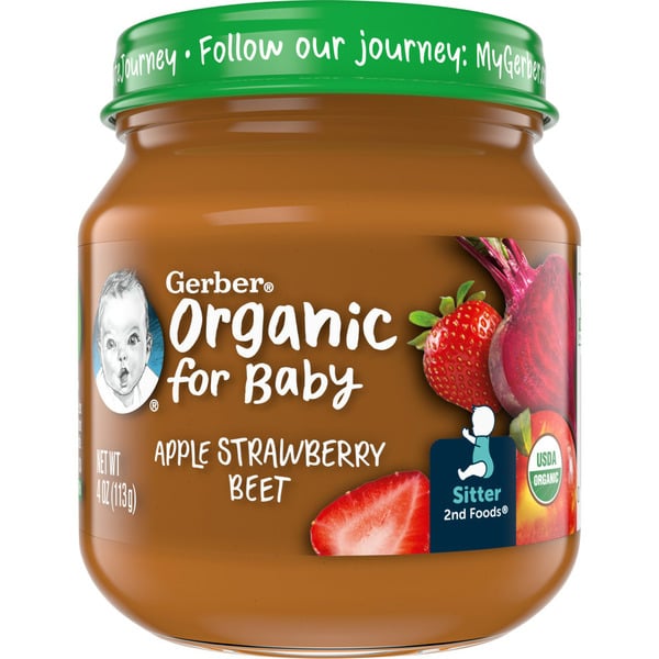 Baby Food & Formula Gerber Organic Apple Strawberry Beet Baby Food Jars hero