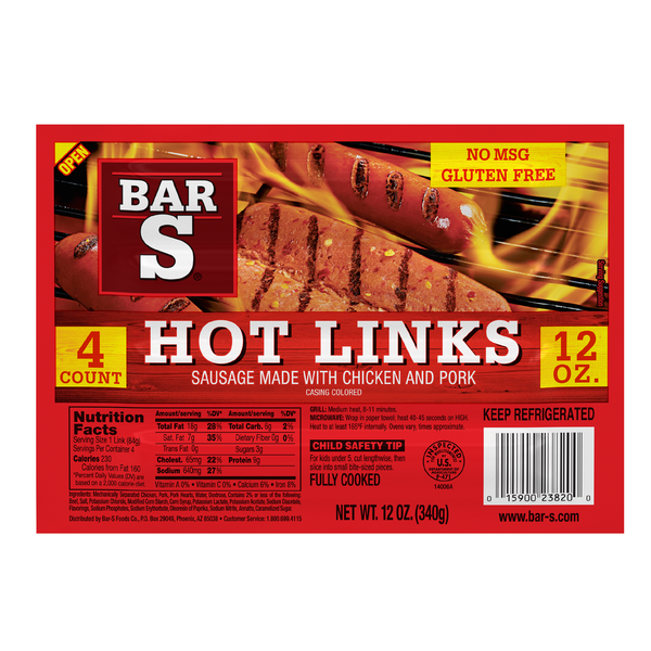 Hot Dogs, Bacon & Sausage Bar-S Hot Links Southwestern Style Sausages hero