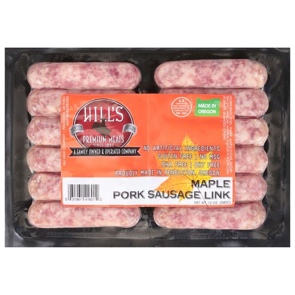 Hot Dogs, Bacon & Sausage Hill's Premium Meats Pork Sausage Link, Maple hero