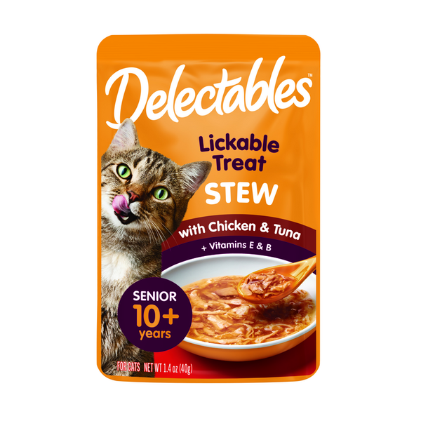 Water, Seltzer, Sparkling Water Delectables Stew Senior 10yrs+ Lickable Cat Treat, Chicken & Tuna hero