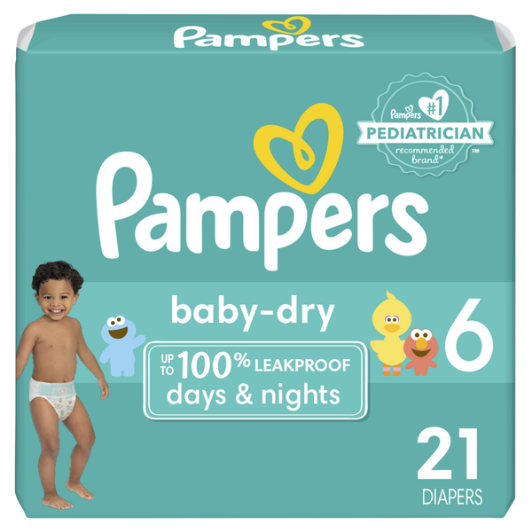 Diapers & Wipes Pampers Baby Dry Diapers, Size 6 (35+ lb) hero