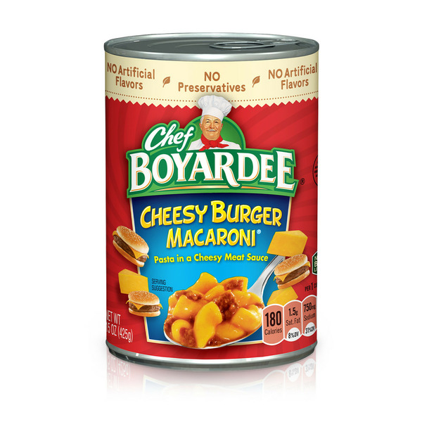 Canned Meals & Beans Chef Boyardee Cheesy Burger Macaroni hero