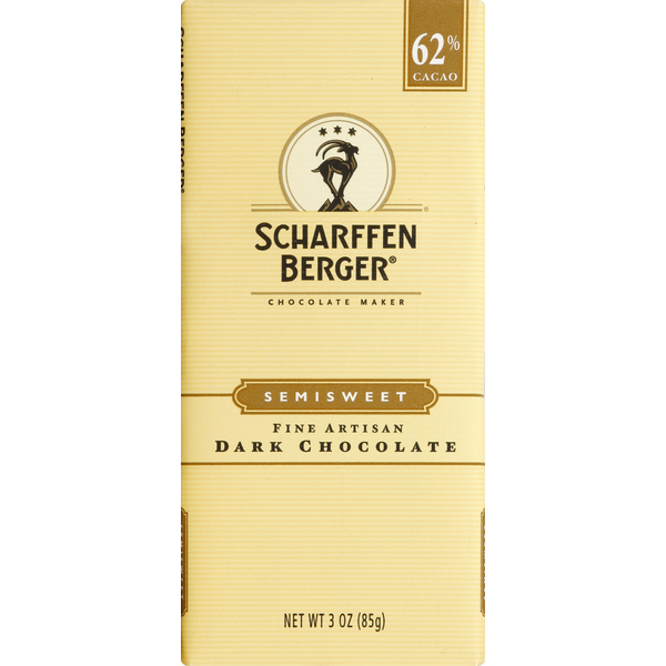 Candy & Chocolate Scharffen Berger Dark Chocolate, Fine Artisan, Semisweet, 62% Cacao hero