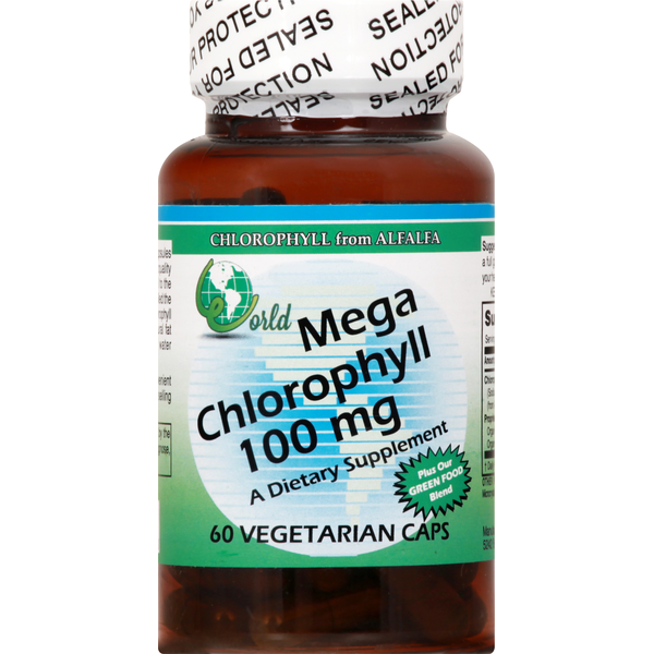 Vitamins & Minerals World Organic Mega Chlorophyll, 100 mg, Vegetarian Caps hero